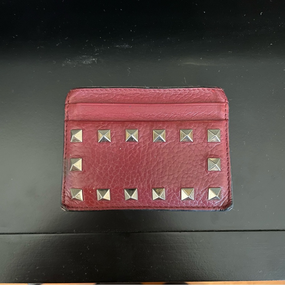 Valentino Rock Stud Wallet Burgundy